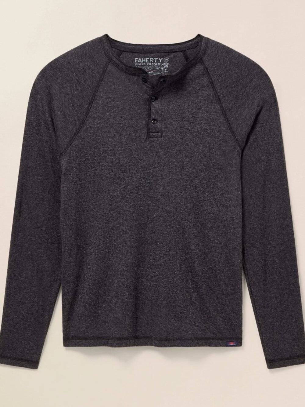 Faherty Men's Cloud Long Sleeve Henley Charcoal Heather Size L NWT